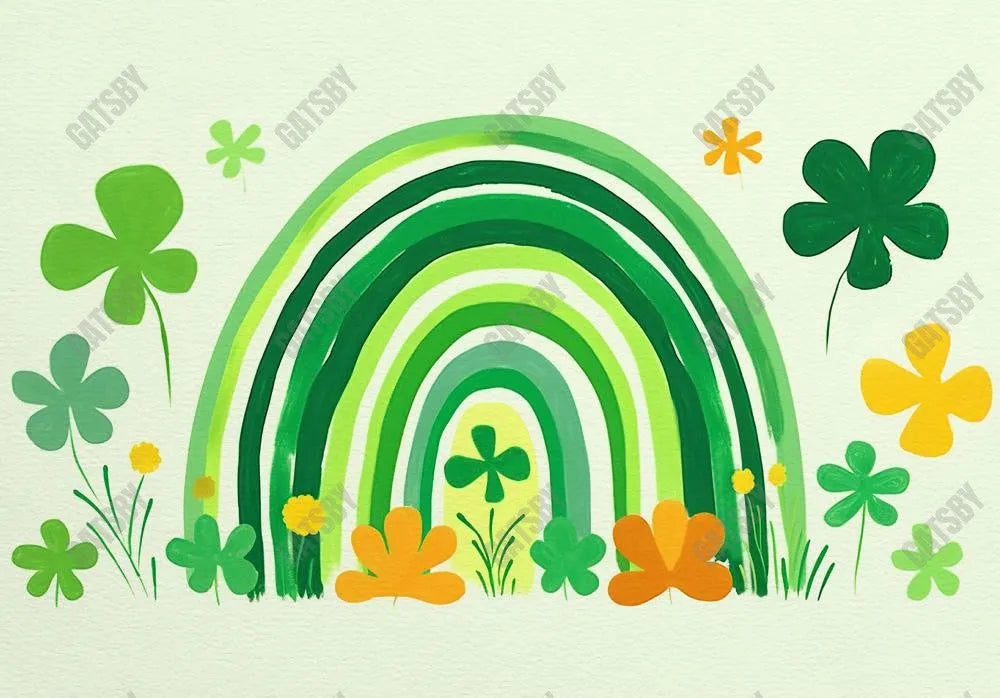 St. Patrick's Day Green Rainbow Lucky Clover Backdrop - Gatsby Backdrop