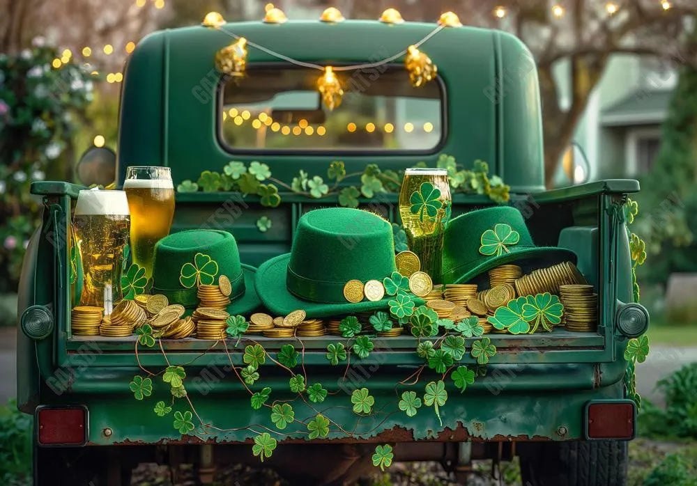 St. Patrick's Day Green Truck Backdrop - Gatsby Backdrop