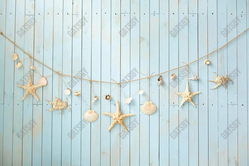 Starfish And The Shells Wood Backdrop Aec-00657 - Gatsby Backdrop