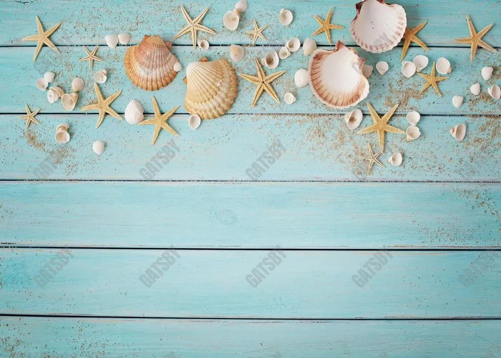 Starfish And The Shells Wood Backdrop Aec-00658 - Gatsby Backdrop