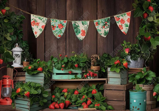 Strawberry Fruit Store Backdrop - Gatsby Backdrop