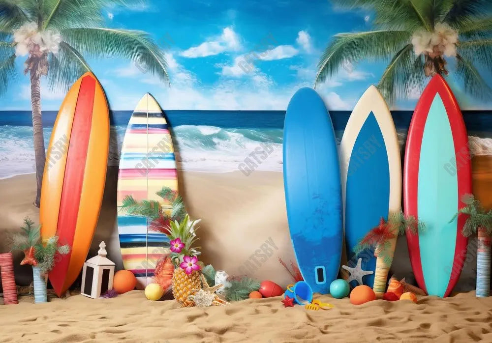 Summer Beach Surfboard Backdrop - Gatsby Backdrop