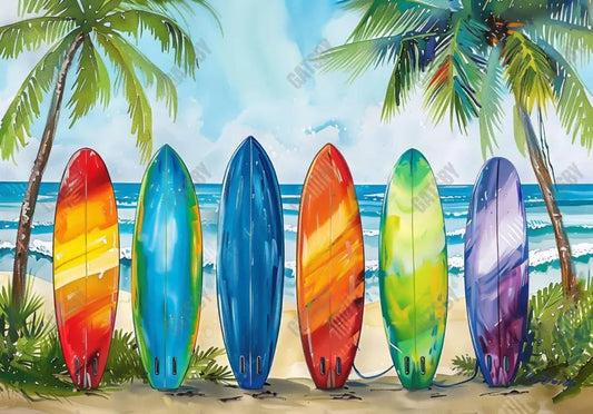 Summer Beach Surfboard Oil Painting Backdrop - Gatsby Backdrop