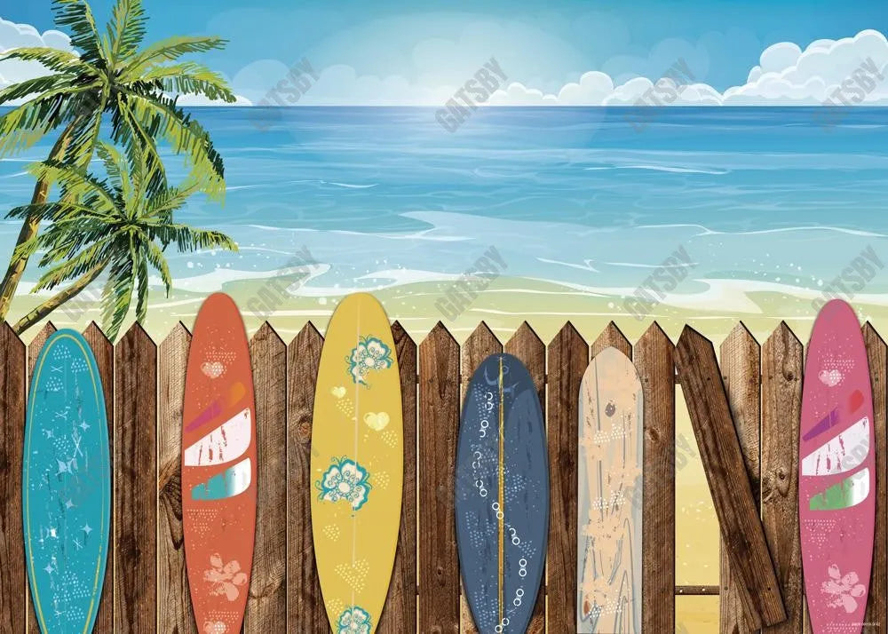 Summer Beach Surfboard Photography Backdrop - Gatsby Backdrop