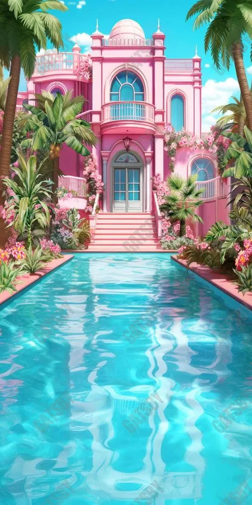 Summer Pool Dolly Dream House Photography Backdrop GBSX-99927 - Gatsby Backdrop