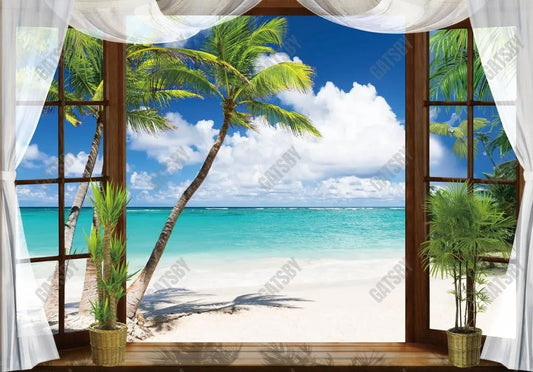 Summer Tropical Window Backdrop - Gatsby Backdrop