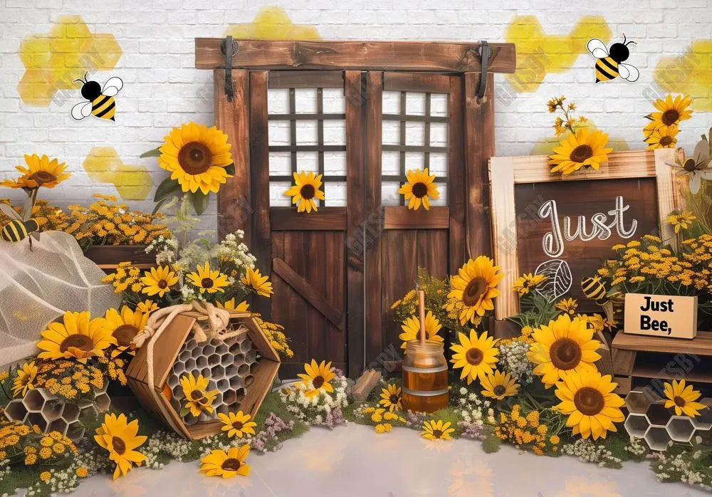 Sunflower Wooden Door Backdrop - Gatsby Backdrop