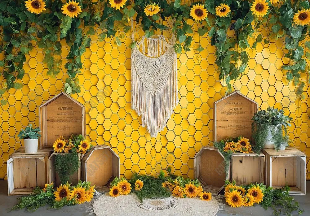 Sunflowers Honeycomb Wall Backdrop - Gatsby Backdrop