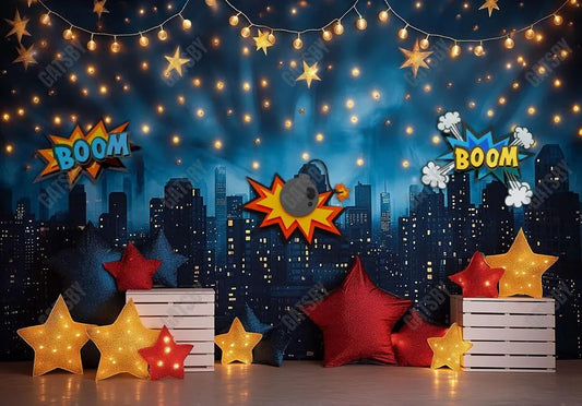 Superhero Modern City Night Backdrop - Gatsby Backdrop