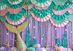 Teal and Purple Mermaid Backdrop - Gatsby Backdrop