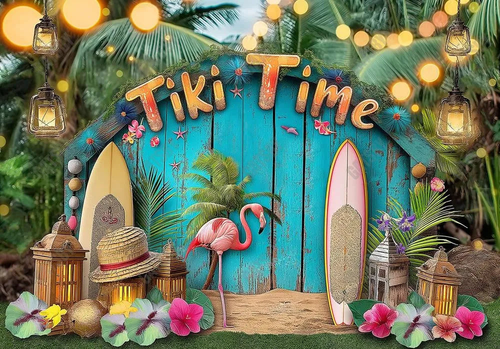 Tiki Bar Themed Beach Backdrop - Gatsby Backdrop