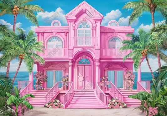 Tropical Pink Fashion Doll Dream House Backdrop - Gatsby Backdrop