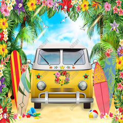 Tropical Summer Bus Photography Backdrop GBSX-99939 - Gatsby Backdrop