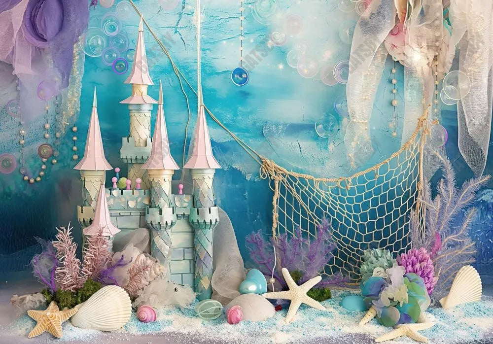 Under the Sea Castle Starfish Mermaid Backdrop - Gatsby Backdrop