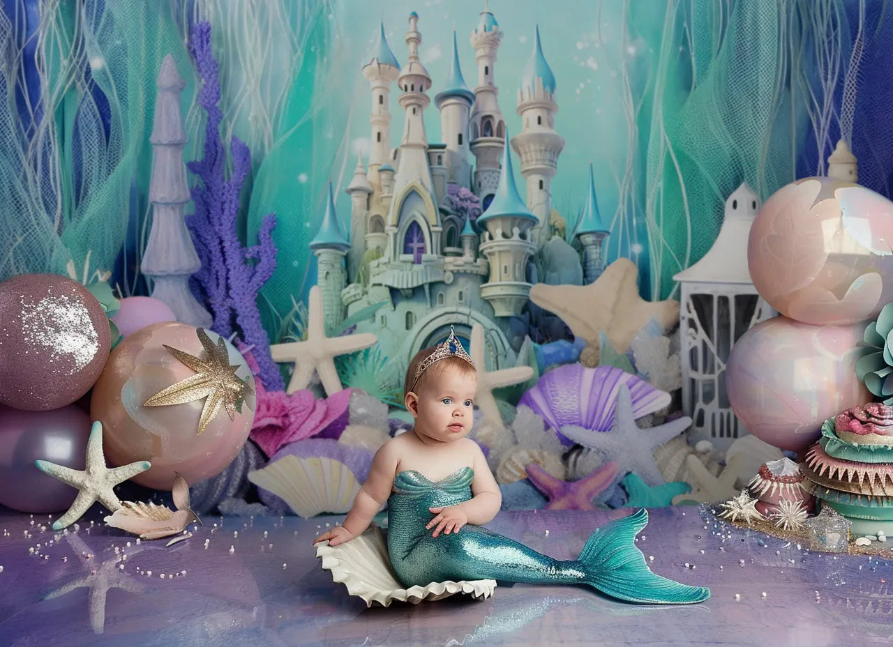 Under the Sea Mermaid Castle Backdrop - Gatsby Backdrop