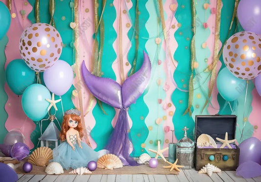 Under the Sea Mermaid Girl Princess Party Backdrop - Gatsby Backdrop