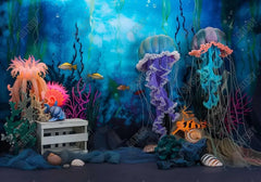 Under the Sea mermaid Jellyfish Seaweed Backdrop - Gatsby Backdrop