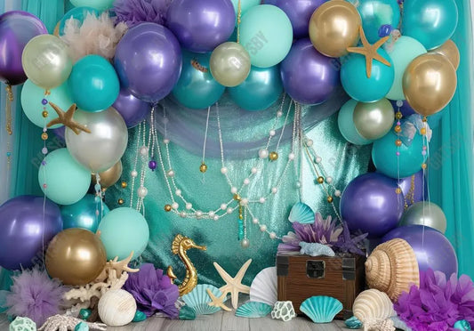 Under the Sea Shell Pearl Mermaid Backdrop - Gatsby Backdrop