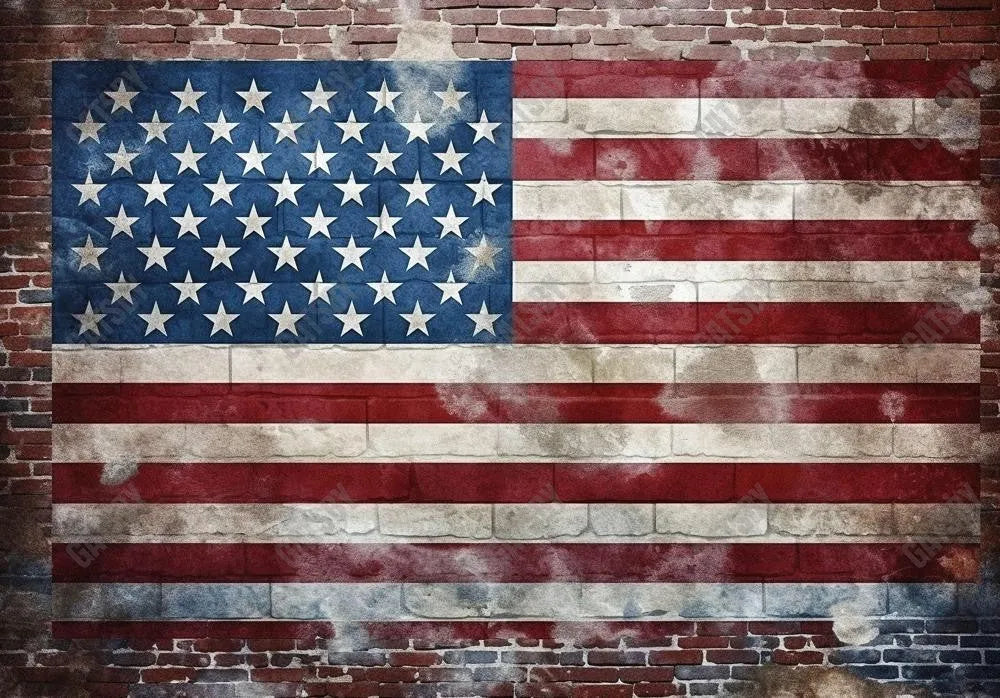 US American Flag Brick Wall Backdrop - Gatsby Backdrop