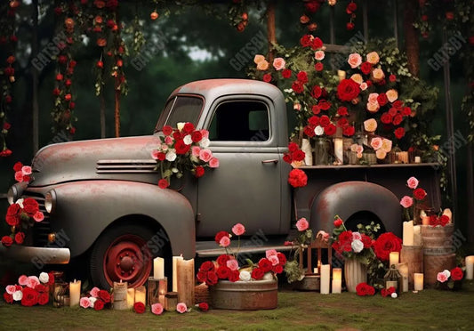 Valentine's Day Floral Truck Photography Backdrop - Gatsby Backdrop