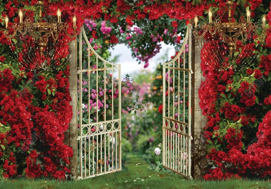 Valentine's Day Garden Gate Backdrop - Gatsby Backdrop