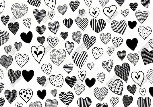 Valentine's Day Love Black and White Heart Pattern Backdrop - Gatsby Backdrop