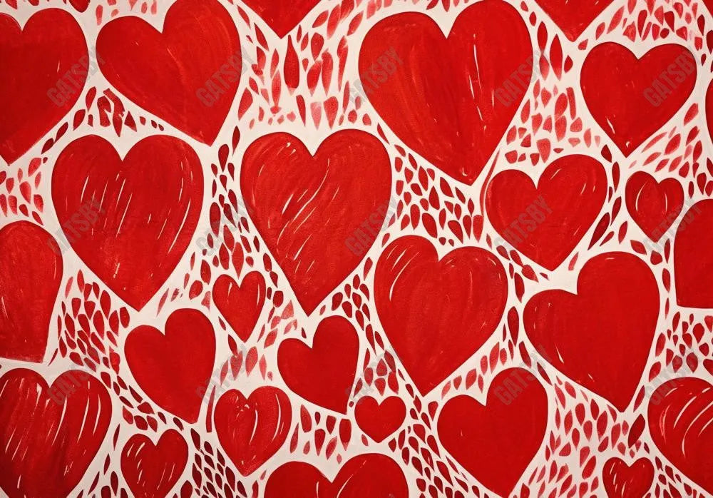 Valentine's Day Love Red Heart Pattern Backdrop - Gatsby Backdrop