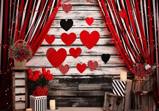 Valentine's Day Red Heart Curtains Backdrop - Gatsby Backdrop