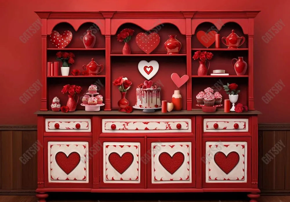 Valentine's Day Red Kitchen Backdrop - Gatsby Backdrop