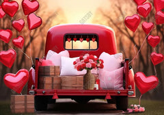 Valentine's Day Red Love Balloon Truck Backdrop - Gatsby Backdrop