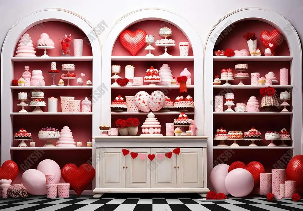 VAlentine's Day Retro Sweet Shop Backdrop - Gatsby Backdrop