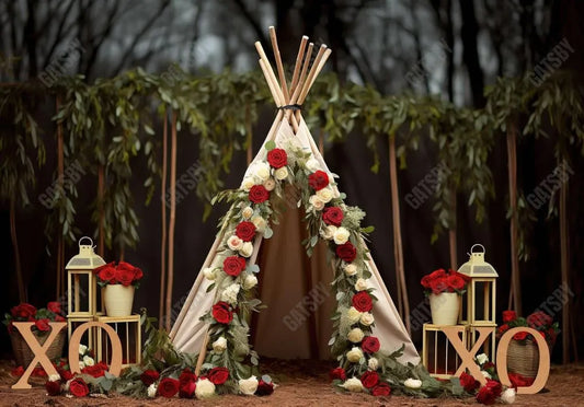 Valentine's Day Rose XOXO Tent Photography Backdrop - Gatsby Backdrop