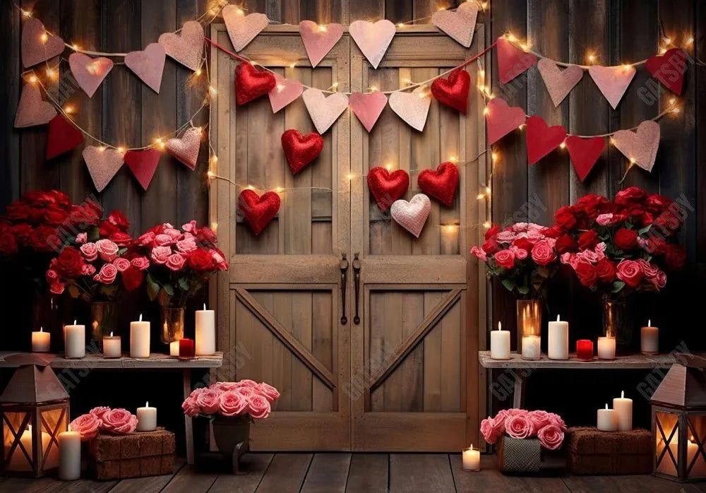 Valentine's Day Wooden Door Backdrop - Gatsby Backdrop