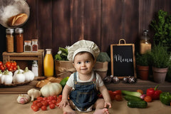 Vegetables Wooden Table Backdrop - Gatsby Backdrop