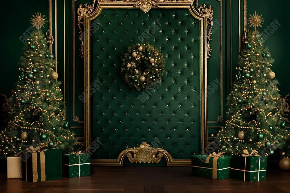 Velvet Evergreen Headboard Photography Backdrop GBSX-99947 - Gatsby Backdrop