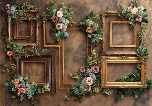 Vintage Picture Frames With Floral Decor Backdrop - Gatsby Backdrop