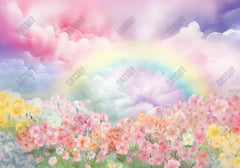 Watercolor Rainbow Flowers Sky Photography Backdrop - Gatsby Backdrop