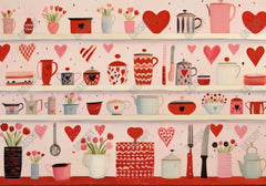 Watercolor Valentine's Day Kitchen Shelf Painting Backdrop - Gatsby Backdrop