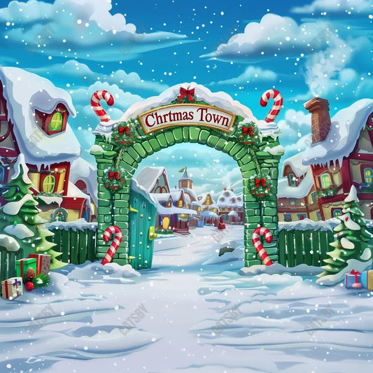 Welcome To Christmas Town Photography Backdrop GBSX-99957 - Gatsby Backdrop