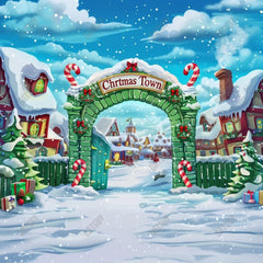 Welcome To Christmas Town Photography Backdrop GBSX-99957 - Gatsby Backdrop