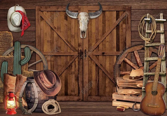 Western Cowboy Theme Barn Door Backdrop - Gatsby Backdrop