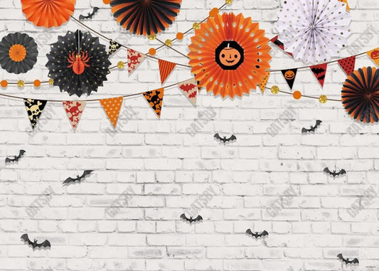 White Brick Wall Halloween Backdrop - Gatsby Backdrop