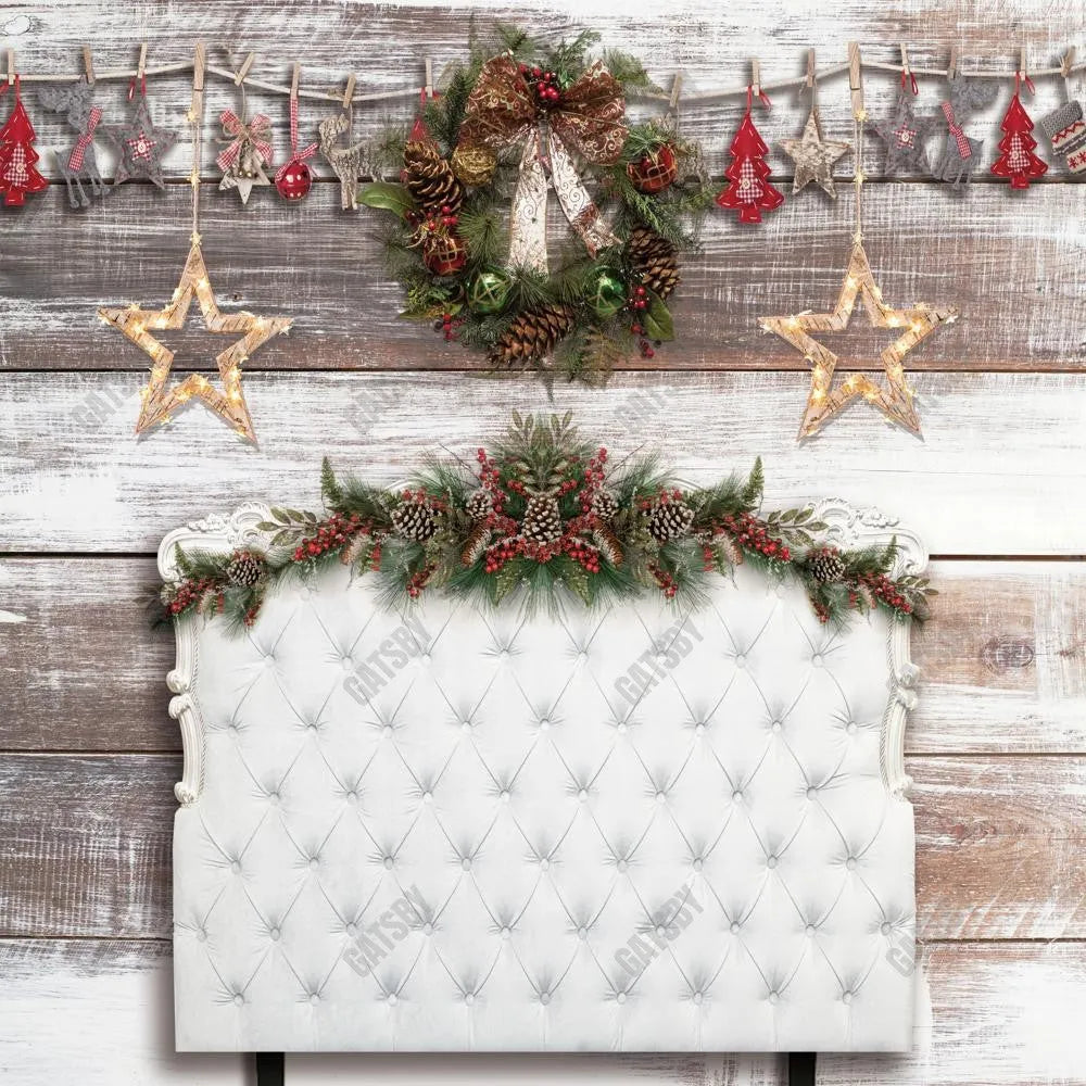 White Christmas Headboard Photography Backdrop GBSX-99960 - Gatsby Backdrop