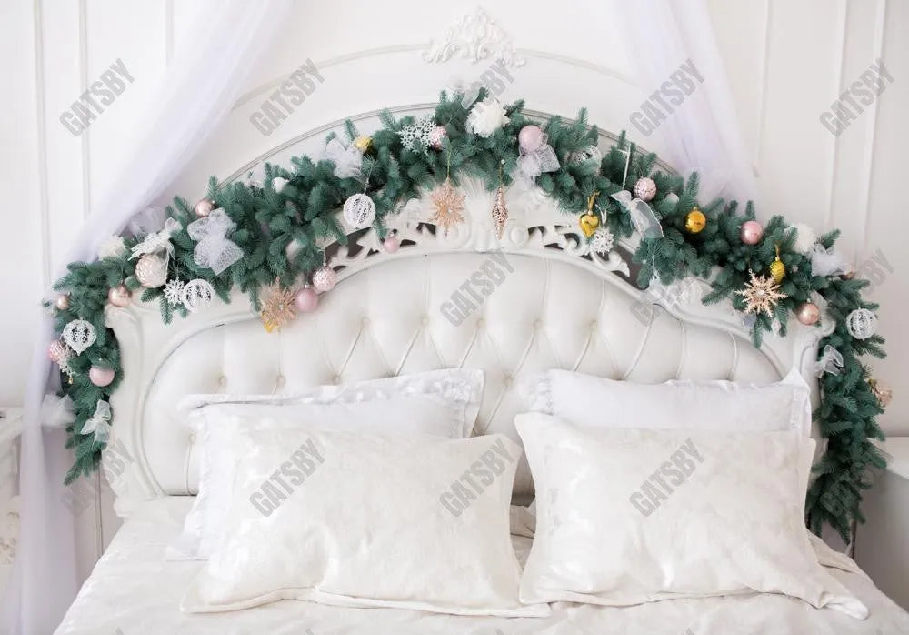 White Christmas Headboard Photography Backdrop GBSX-99961 - Gatsby Backdrop