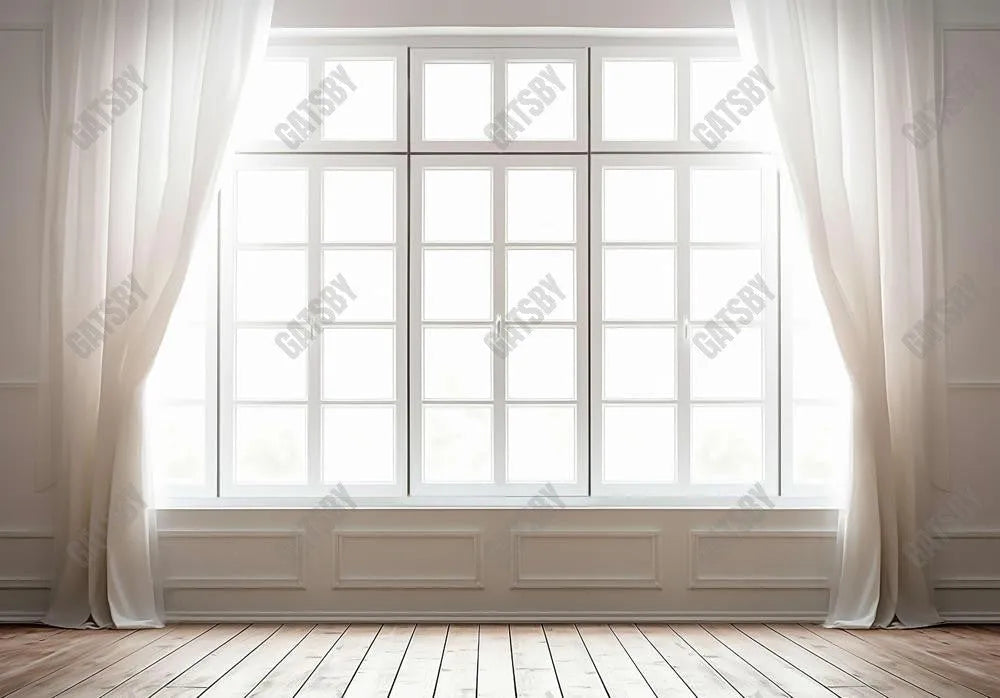 White Curtain Window View Photography Backdrop - Gatsby Backdrop