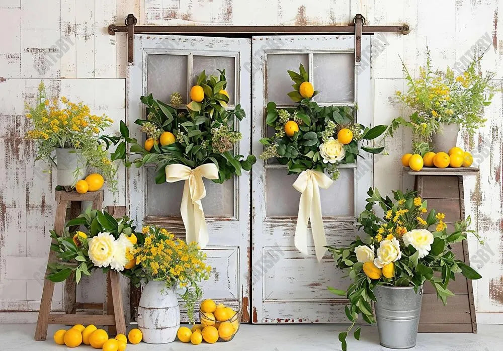 White Door Lemon Backdrop - Gatsby Backdrop