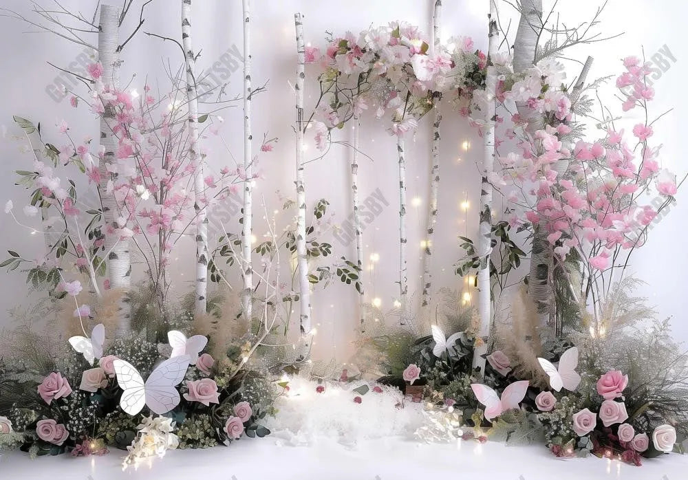 White Fairy Birch Forest Photography Backdrop GBSX-99963 - Gatsby Backdrop