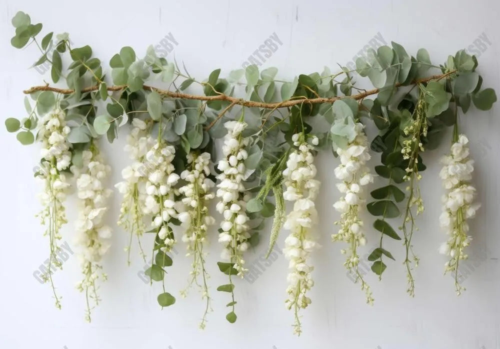 White Flower Garland Photography Backdrop - Gatsby Backdrop