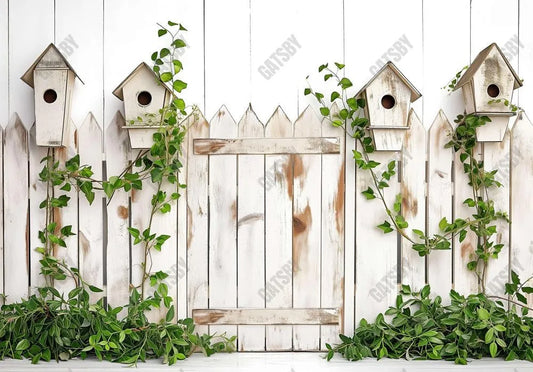 White Garden Wooden Railing Backdrop - Gatsby Backdrop