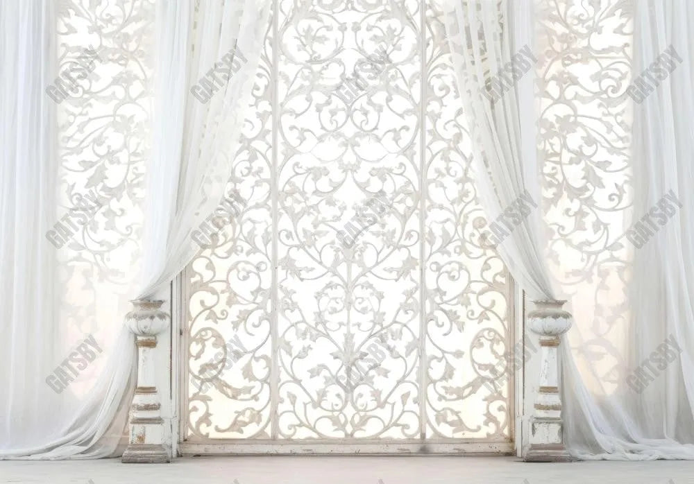 White Hollow Floral Vine Panel Backdrop - Gatsby Backdrop